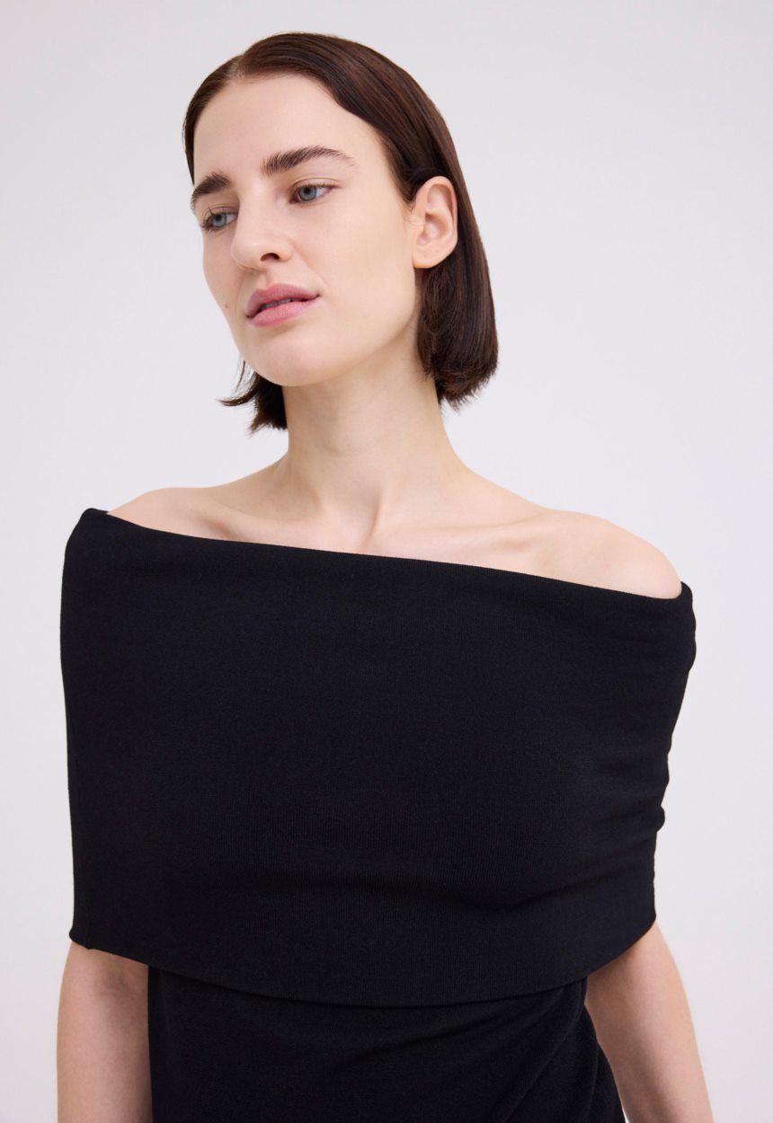 Jac + Jack Foldover Off Shoulder Top - Black